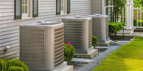 HVAC air conditioning units on exterior of house