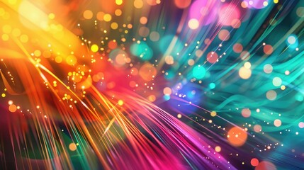 Obraz premium A vibrant background with abstract lines and bright colors representing data transfer.