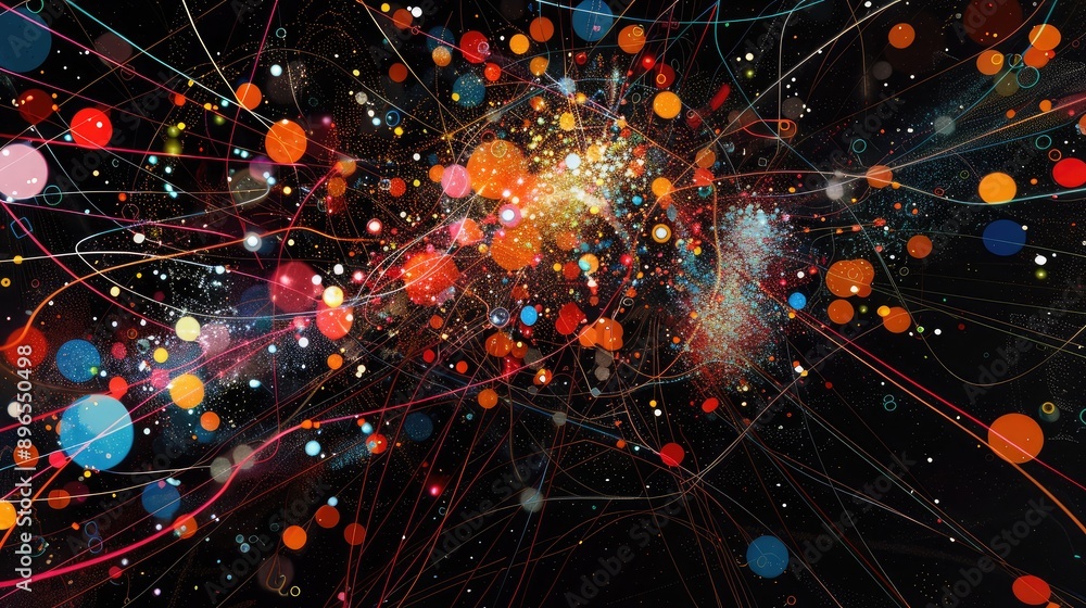 Poster an abstract digital representation of business data and networks.
