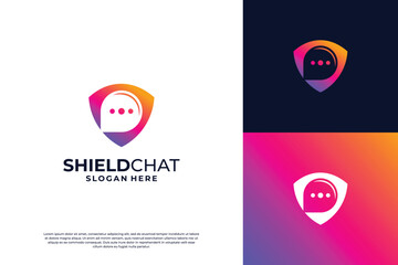Shield chat logo design innovation