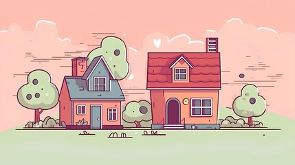 cartoon house with birds made by midjourney