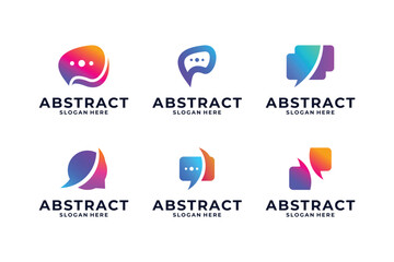 Abstract chat logo design with colorful concept collection