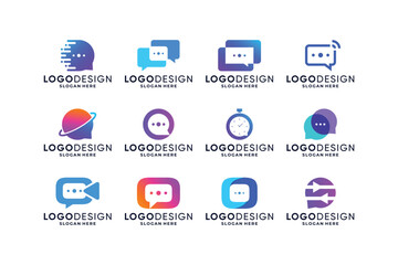 Collection of modern chat communication logo design