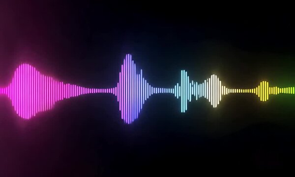 Colorful music beats represented by vibrant sound waves on a black background (mov)