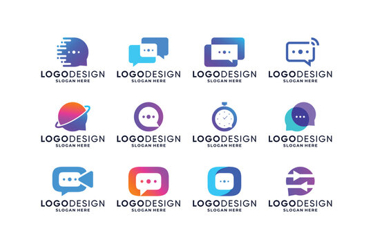 Collection of modern chat communication logo design