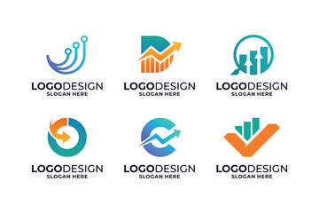 Set of fin tech logo design. Digital marketing logo design