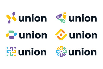 Colorful union logo design with abstract people logo collection