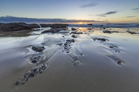 Ebb tide on the beach of Opononi, Far District, North Island New Zealand