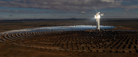 Panorama, Solar thermal power plant Khi Solar One, Keimoes, North Cape, South Africa, Africa