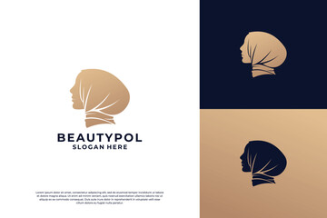 Beauty face with veil logo design.
