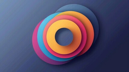 Create an infographic with four circle elements, designed for business presentations. This vector flowchart should showcase a process or workflow with five distinct options or steps. The design should