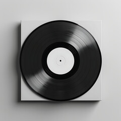 Obraz premium Black vinyl records on a gray background. 3d rendering mock up