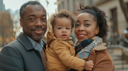 Fototapeta premium A man and a woman are holding a baby.