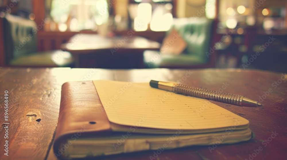 Aufkleber vintage filtered image of a notebook on table with text space
