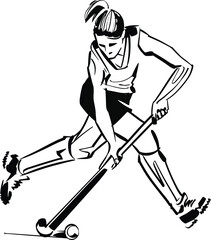 vector sketch of the female field hockey silhouette