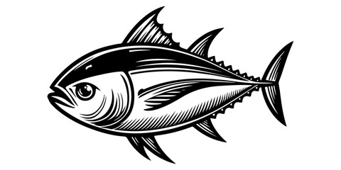 Tuna fish line drawing vector