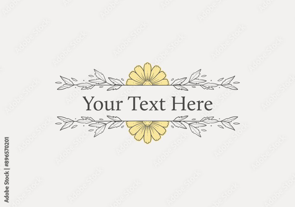 Poster isolated daisy flower header divider line art vector for text title