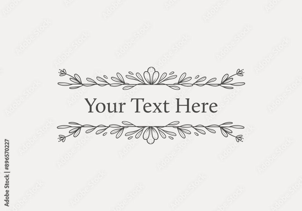 Poster isolated floral header divider line art vector for text frame