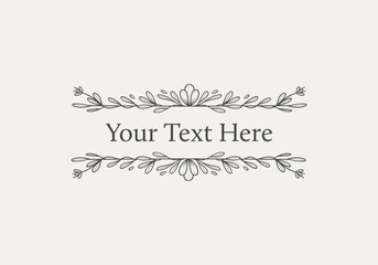 isolated floral header divider line art vector for text frame