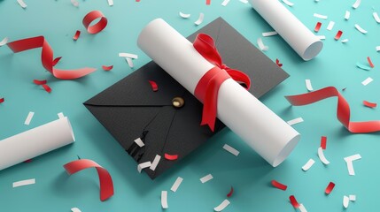 Isolated mockup of diploma and certification