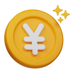 Obraz premium yen coin 3d icon isolated on the transparent background