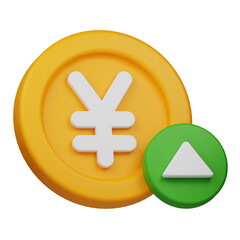 Obraz premium yen up 3d icon isolated on the transparent background