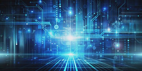 Obraz premium Abstract technology background with digital code and futuristic design elements, technology