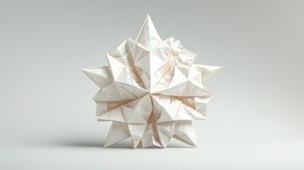 Precision in Paper: Intricate Origami Star under Studio Lighting on White Background, Generative Ai