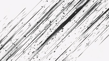 Abstract black and white diagonal lines with splatters background.