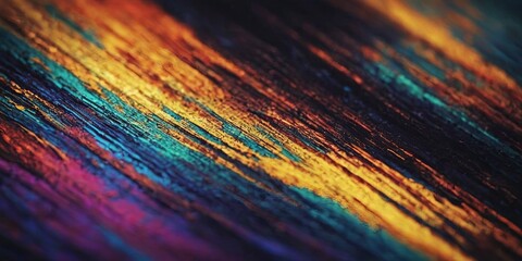 A colorful, abstract painting with a lot of texture and depth
