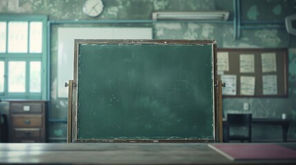 Anti network with empty chalkboard in educational institution