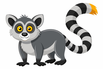 Funny Lemur Vector Illustration Cartoon, Clipart And Line Art Design on White Background, Funny lemur vector illustration on white background, perfect for cartoons, clipart, and line art