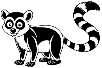 Funny Lemur Vector Illustration Cartoon, Clipart And Line Art Design on White Background, Funny lemur vector illustration on white background, perfect for cartoons, clipart, and line art