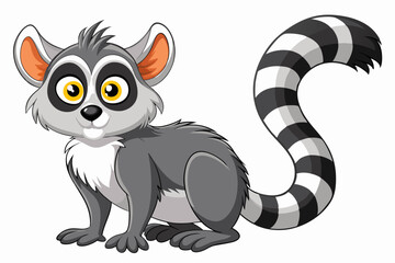 Funny Lemur Vector Illustration Cartoon, Clipart And Line Art Design on White Background, Funny lemur vector illustration on white background, perfect for cartoons, clipart, and line art