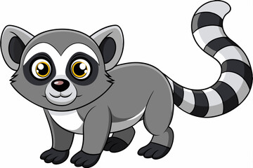 Naklejka premium Funny Lemur Vector Illustration Cartoon, Clipart And Line Art Design on White Background, Funny lemur vector illustration on white background, perfect for cartoons, clipart, and line art