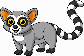 Funny Lemur Vector Illustration Cartoon, Clipart And Line Art Design on White Background, Funny lemur vector illustration on white background, perfect for cartoons, clipart, and line art