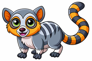 Funny Lemur Vector Illustration Cartoon, Clipart And Line Art Design on White Background, Funny lemur vector illustration on white background, perfect for cartoons, clipart, and line art