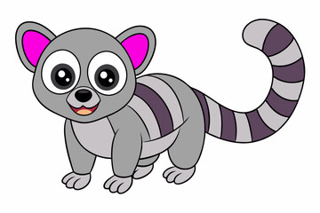 Funny Lemur Vector Illustration Cartoon, Clipart And Line Art Design on White Background, Funny lemur vector illustration on white background, perfect for cartoons, clipart, and line art