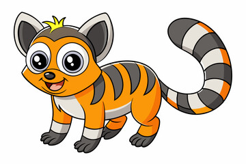 Funny Lemur Vector Illustration Cartoon, Clipart And Line Art Design on White Background, Funny lemur vector illustration on white background, perfect for cartoons, clipart, and line art