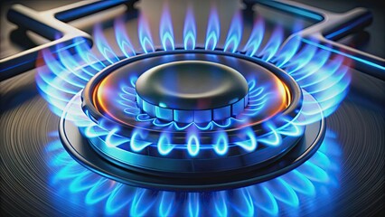 Blue flame gas stove burner shining brightly amid rising gas costs, gas stove, burner, blue flame, energy