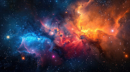Fototapeta premium Stunning Cosmic Nebula with Vibrant Colors and Starry Background in Deep Space