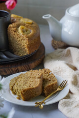 Homemade steamed sponge banana cake