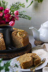 Homemade steamed sponge banana cake