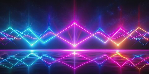 Fototapeta premium Abstract neon light render with pulsating power lines, ultraviolet spectrum, and laser show , neon, abstract
