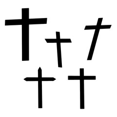 Hand drawing of halloween Grave cross isolated on transparent background.