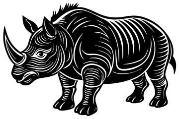 Funny Rhino Vector Illustration Cartoons, Clipart, and Line Art Design on White Background, Playful funny rhino vector design, perfect for cartoons, clipart, and line art on white background