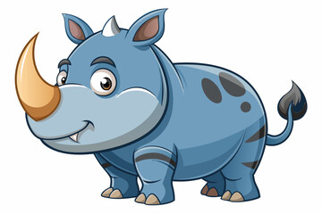 Funny Rhino Vector Illustration Cartoons, Clipart, and Line Art Design on White Background, Playful funny rhino vector design, perfect for cartoons, clipart, and line art on white background