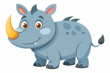 Funny Rhino Vector Illustration Cartoons, Clipart, and Line Art Design on White Background, Playful funny rhino vector design, perfect for cartoons, clipart, and line art on white background