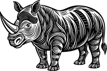 Funny Rhino Vector Illustration Cartoons, Clipart, and Line Art Design on White Background, Playful funny rhino vector design, perfect for cartoons, clipart, and line art on white background