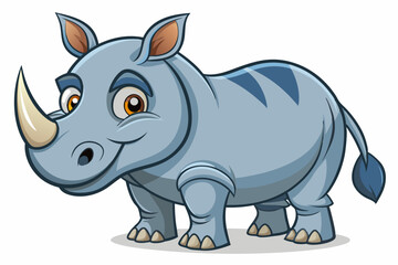 Funny Rhino Vector Illustration Cartoons, Clipart, and Line Art Design on White Background, Playful funny rhino vector design, perfect for cartoons, clipart, and line art on white background